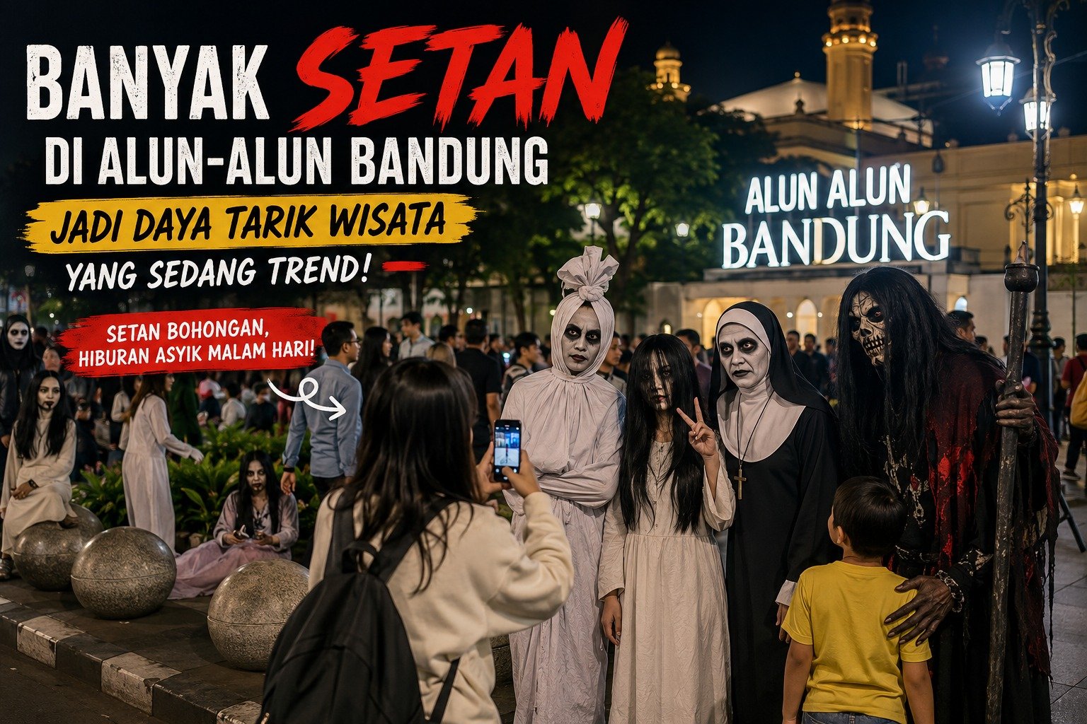 Banyak “Setan” Berkeliaran di Alun-Alun Bandung, Ternyata Jadi Daya Tarik Wisata Malam yang Sedang Viral