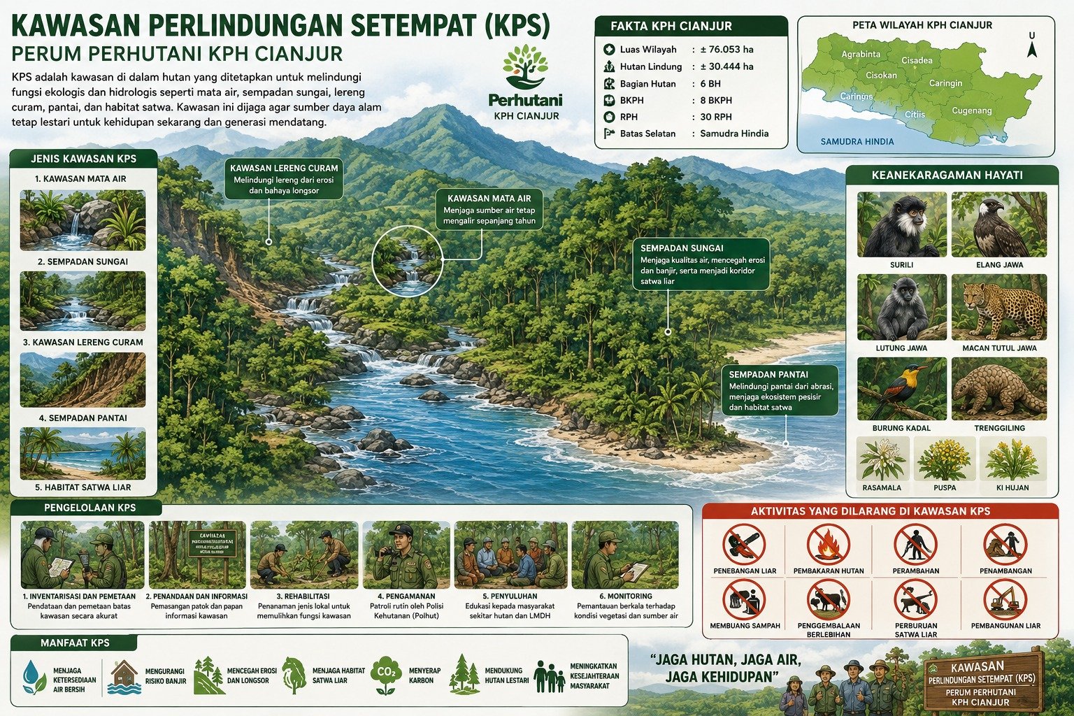 Kawasan Perlindungan Setempat (KPS) Perum Perhutani KPH Cianjur: Benteng Terakhir Penjaga Air, Tanah, dan Keanekaragaman Hayati