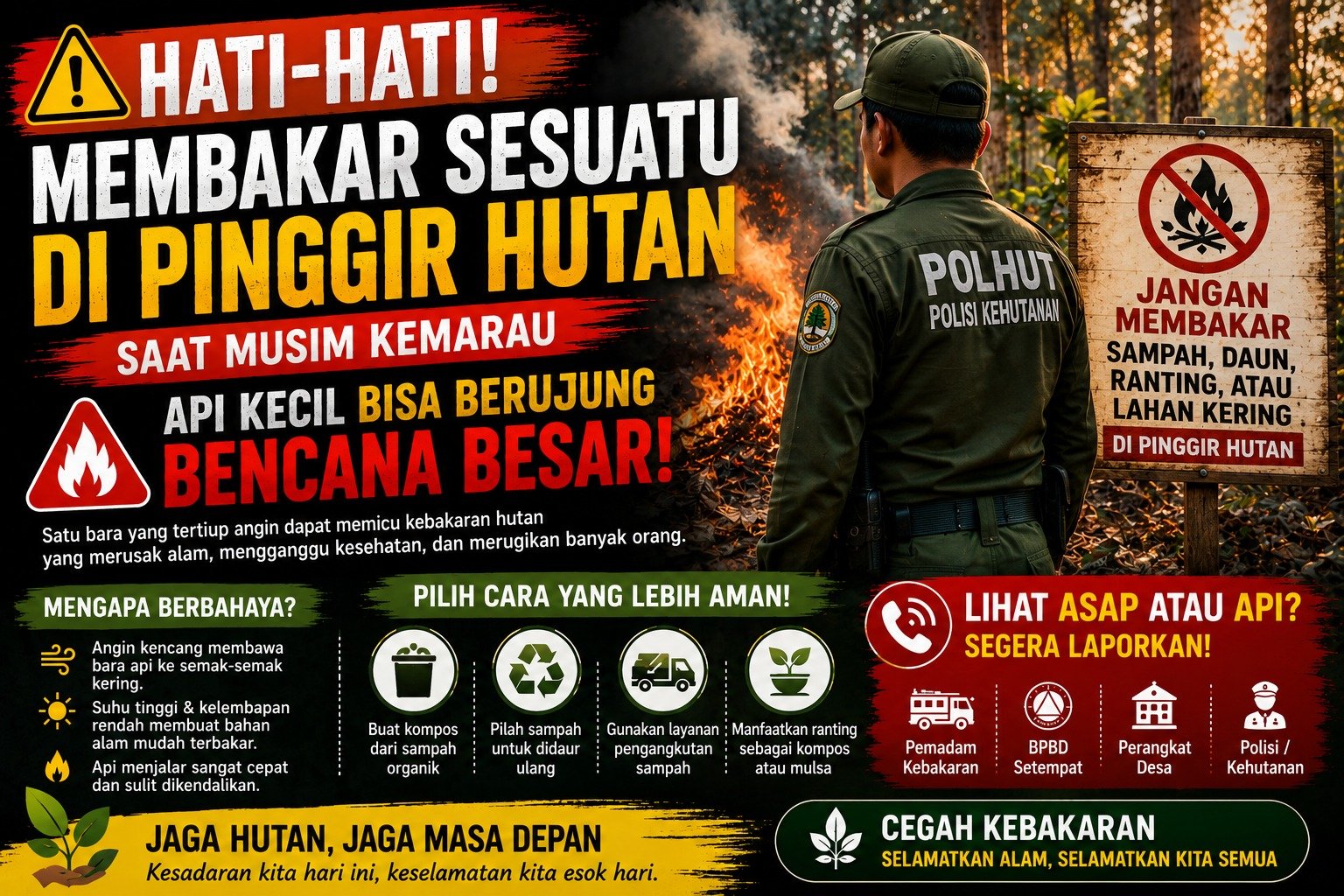 Hati-Hati Membakar Sampah atau Ranting di Pinggir Hutan Saat Musim Kemarau, Api Kecil Bisa Berujung Bencana Besar