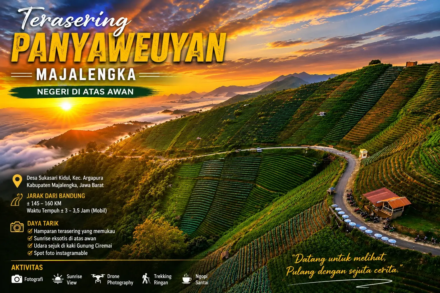 Terasering Panyaweuyan Majalengka, Negeri di Atas Awan dengan Panorama Sawah Berundak yang Memukau
