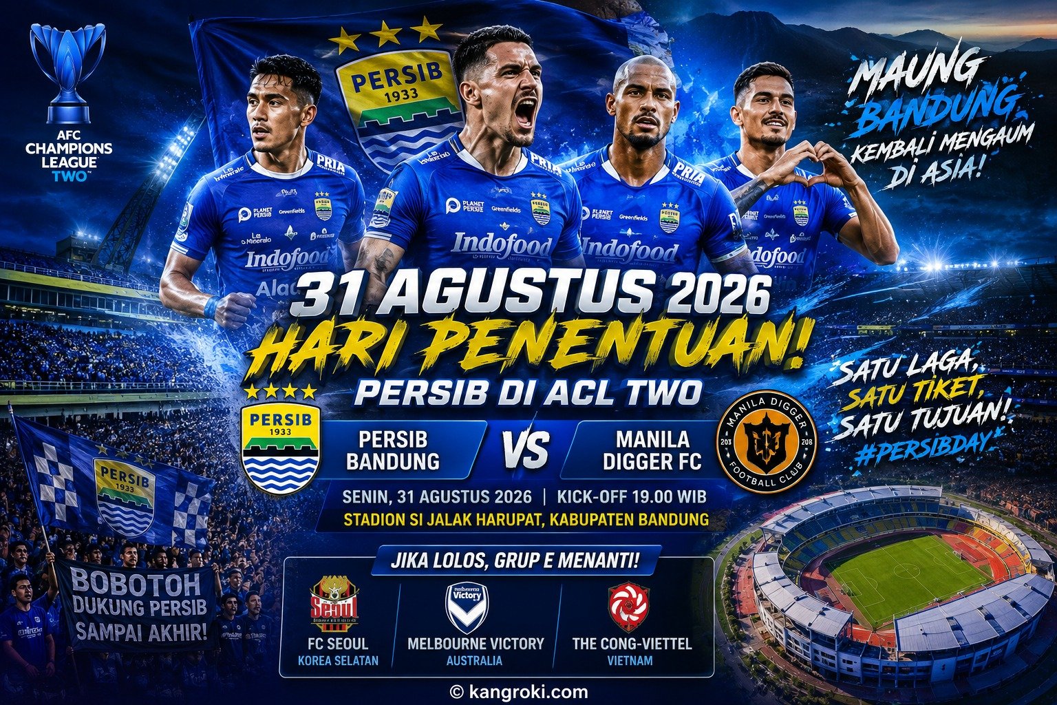 31 Agustus Jadi Hari Penentuan Persib di ACL Two: Menang atas Manila Digger, Grup E Menanti